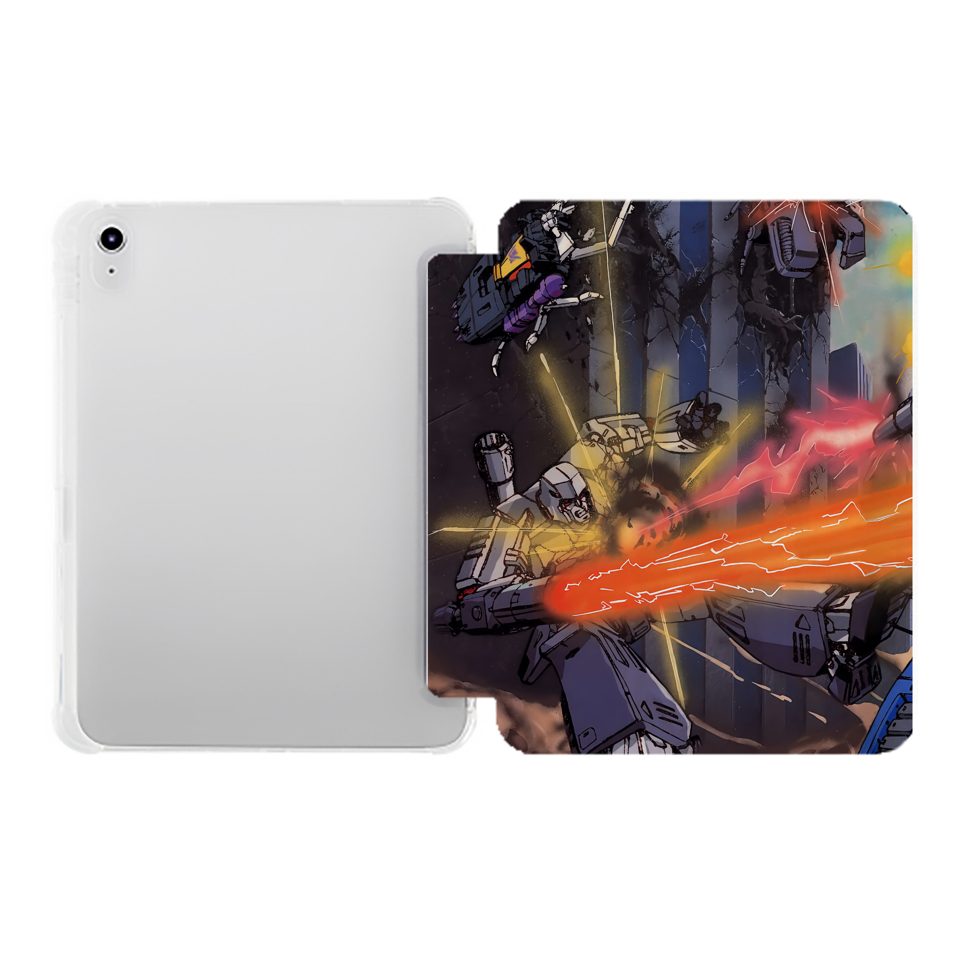 （画像用） Transformers トランスフォーマー IPad ケース ペン収納付き 三つ折りスタンド PUレザー×シリコン 対応機種9.5/10.5/10.9インチ